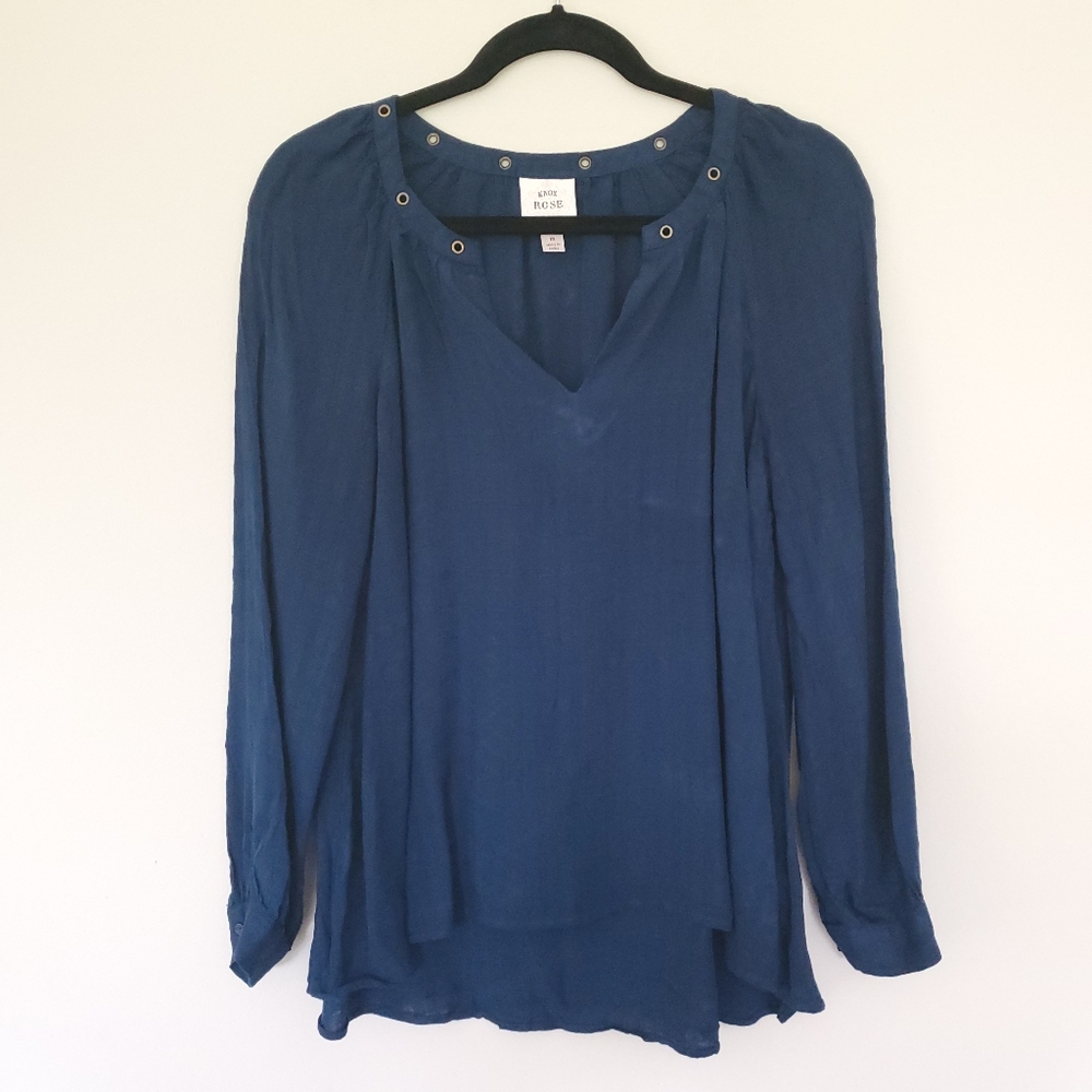 Knox Rose cobalt blue blouse w/ grommets M